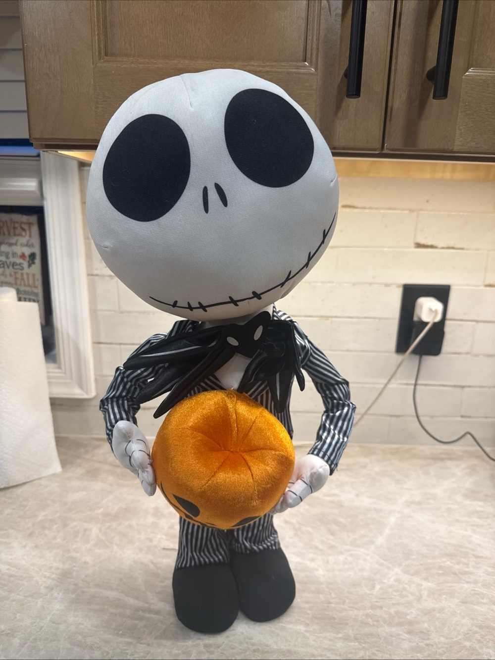 Nightmare before Christmas Jack Skellington greeter with pumpkin